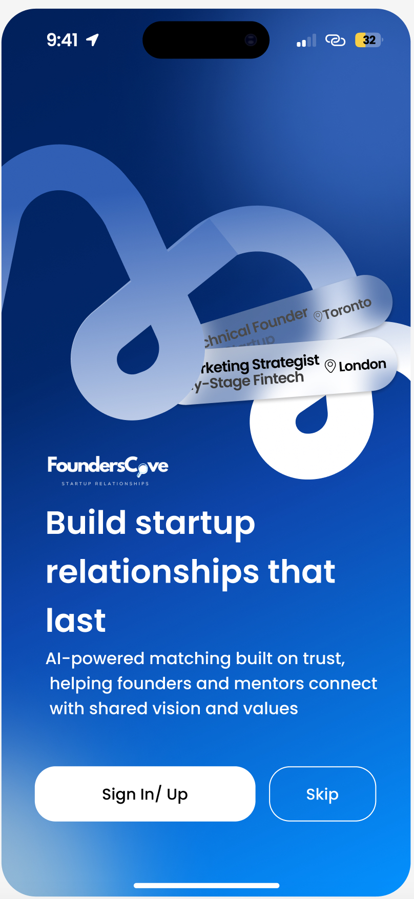 FoundersCove Mobile App - Build startup relationships that last